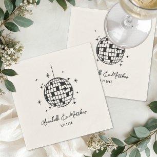 Serviette En Papier Mariage Rétro Disco Dessiné à la Main