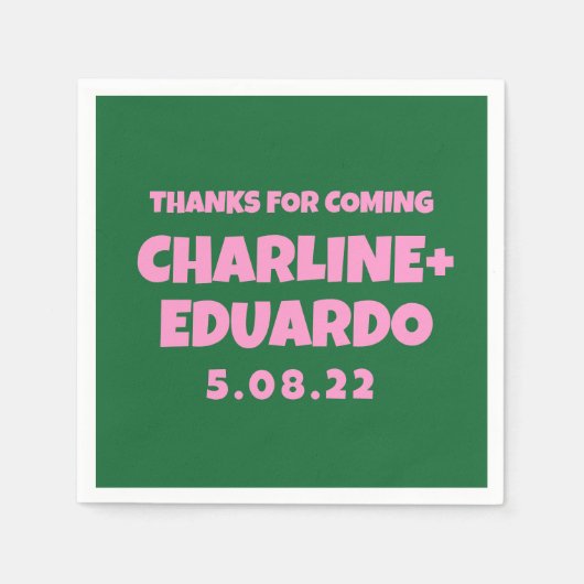 Serviette En Papier Mariage rétro écriture contemporaine (Devant)