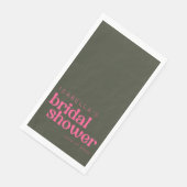 Serviette En Papier Mariage rétro funky rose vert personnalisé (Coin)