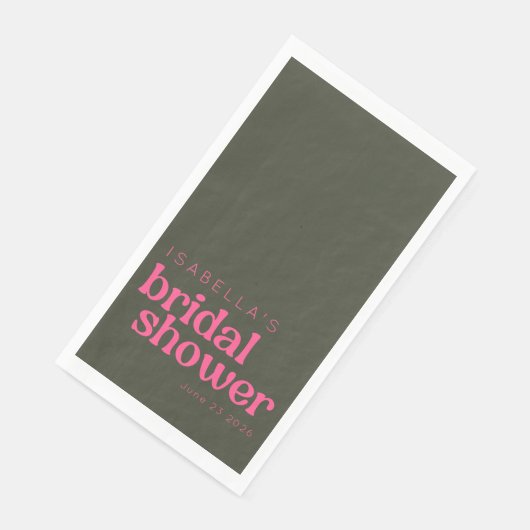 Serviette En Papier Mariage rétro funky rose vert personnalisé  (Coin)