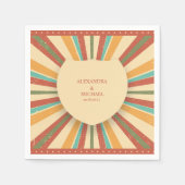 Serviette En Papier Mariage Rétro Groovy Années 70 Tons Sombres (Devant)