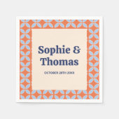 Serviette En Papier Mariage Rétro Milieu de Siècle (Devant)
