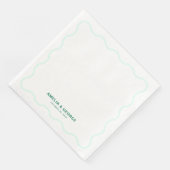 Serviette En Papier Mariage rétro Mint Wavy (Coin)