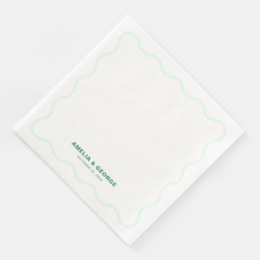 Serviette En Papier Mariage rétro Mint Wavy (Coin)