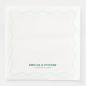 Serviette En Papier Mariage rétro Mint Wavy (Devant)