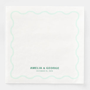 Serviette En Papier Mariage rétro Mint Wavy