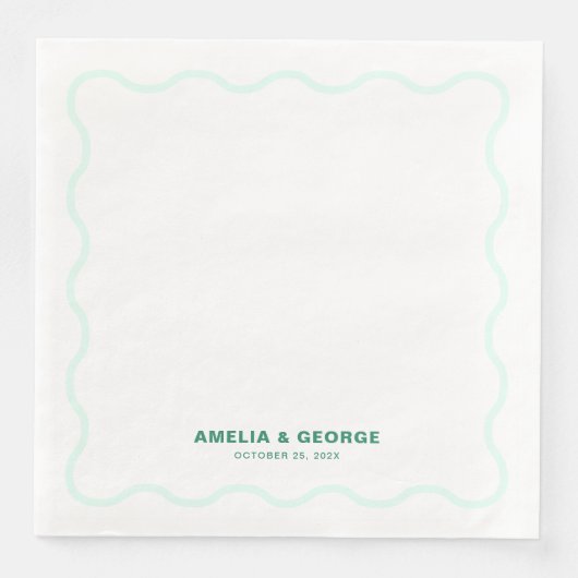 Serviette En Papier Mariage rétro Mint Wavy (Devant)