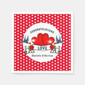 Serviette En Papier Mariage Retro Rockabilly Hearts (Devant)