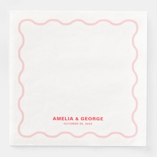 Serviette En Papier Mariage rétro rose (Devant)