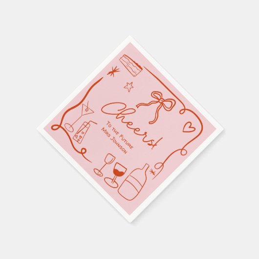 Serviette En Papier Mariage rétro rose rouge douche de mariage illustr (Coin)