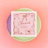 Serviette En Papier Mariage rétro rose rouge douche de mariage illustr