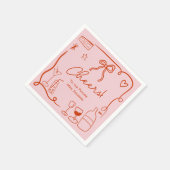 Serviette En Papier Mariage rétro rose rouge douche illustrée dessinée (Coin)