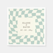 Serviette En Papier Mariage Retro Super Green Checkerboard (Devant)