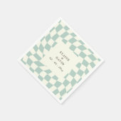 Serviette En Papier Mariage Retro Super Green Checkerboard (Coin)