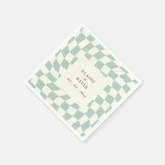 Serviette En Papier Mariage Retro Super Green Checkerboard (Coin)