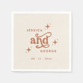 Serviette En Papier Mariage rétro, Terracotta Boho (Devant)