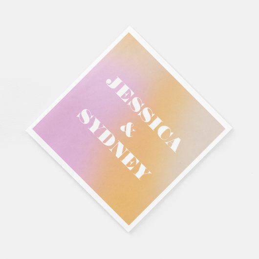 Serviette En Papier Mariage rétrograde Abstrait rose et orange (Coin)