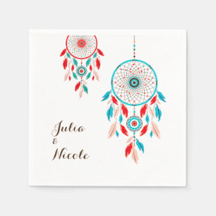 Serviette En Papier Mariage Rêveur de Plumes Tribal Bohème