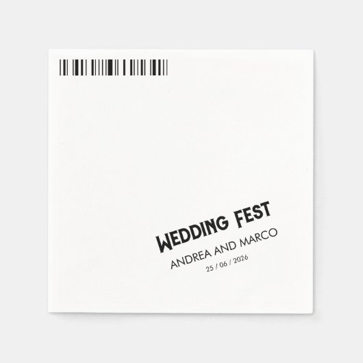 Serviette En Papier Mariage Rock and Roll Billetterie Concert Boarding (Devant)