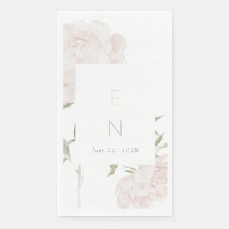 Serviette En Papier Mariage Romantique aux Pivoines Rose Tendre