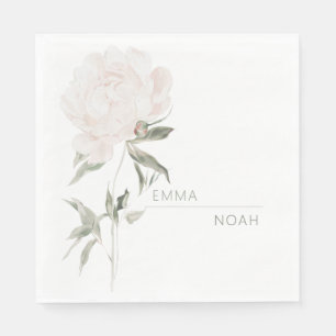 Serviette En Papier Mariage Romantique aux Pivoines Rose Tendue