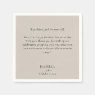 Serviette En Papier Mariage Romantique Beige