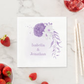 Serviette En Papier mariage romantique blanc & violet (En situation)