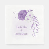 Serviette En Papier mariage romantique blanc & violet (Devant)