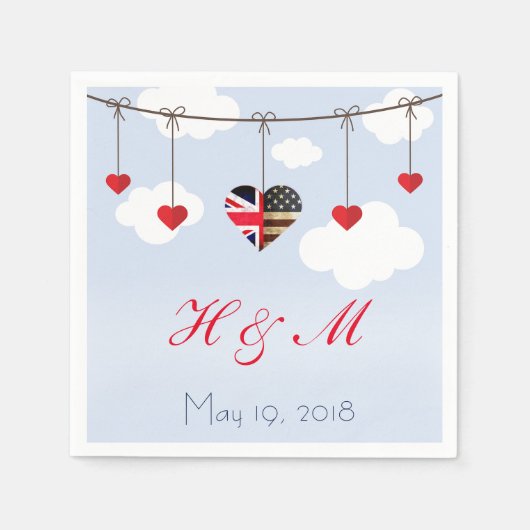 Serviette En Papier Mariage romantique britannique américain (Devant)