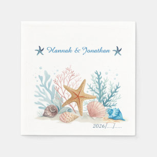 Serviette En Papier Mariage Romantique Côtière Éthérée