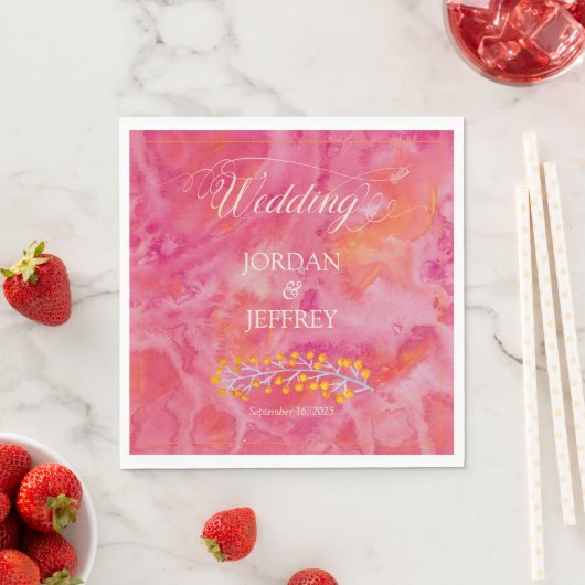 Serviette En Papier Mariage romantique couleur chaude (En situation)