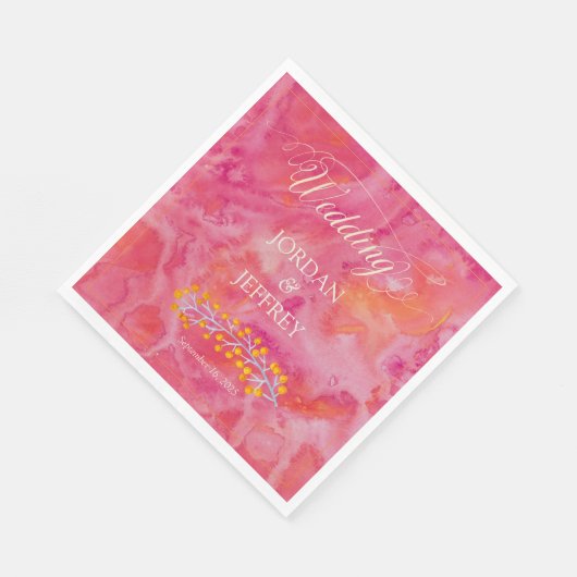 Serviette En Papier Mariage romantique couleur chaude (Coin)