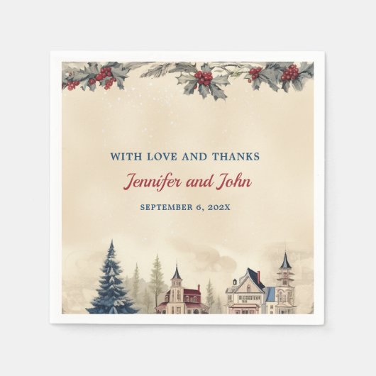 Serviette En Papier Mariage romantique d'hiver (Devant)