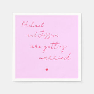 Serviette En Papier Mariage romantique élégant de Coeur rose et rouge