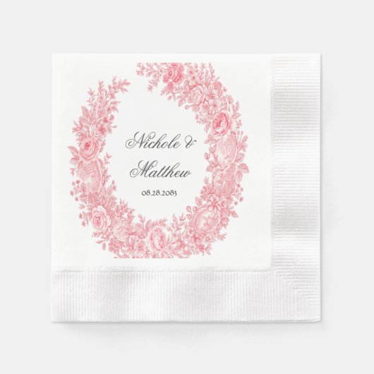 Serviette En Papier Mariage romantique en toile rose (Devant)