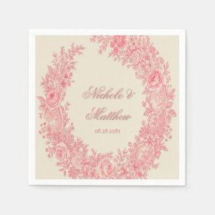 Serviette En Papier Mariage romantique en toile rose