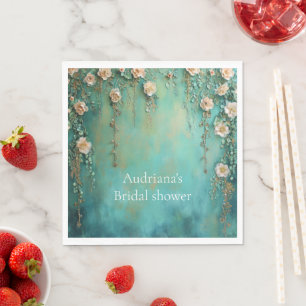 Serviette En Papier Mariage Romantique Fleurs Rose Teintées Salle de R