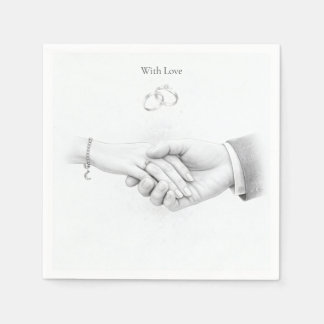 Serviette En Papier Mariage Romantique Minimaliste Main dans la Main