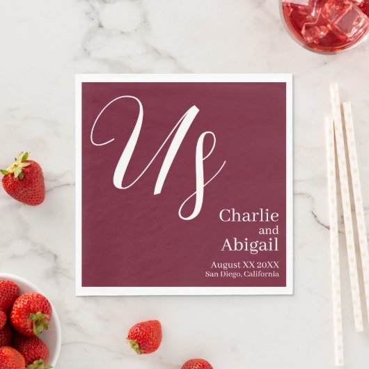 Serviette En Papier MARIAGE romantique moderne des Etats-Unis sur la B (En situation)