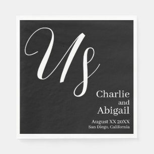 Serviette En Papier MARIAGE romantique moderne des Etats-Unis sur noir