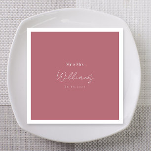 Serviette En Papier Mariage romantique rose gold M & Mme
