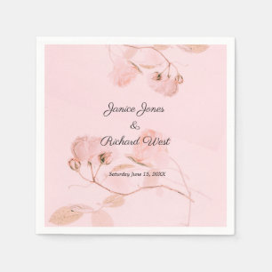Serviette En Papier Mariage romantique rose pâle rose rose
