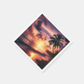 Serviette En Papier Mariage romantique sur la plage de coucher de sole (Coin)