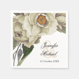 Serviette En Papier Mariage romantique White Peonies