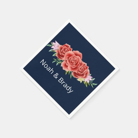 Serviette En Papier Mariage rose (Coin)