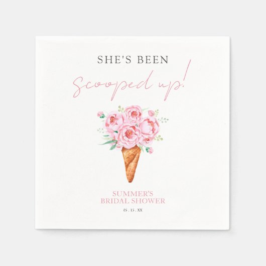 Serviette En Papier Mariage Rose avec Crème Glacée en Aquarelle (Devant)