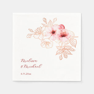 Serviette En Papier Mariage Rose Blanc Fleur de Cerisier