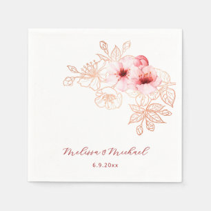Serviette En Papier Mariage Rose Blanc Fleur de Cerisier