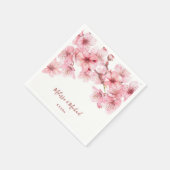 Serviette En Papier Mariage Rose Blanc Floraison de Cerisier (Coin)