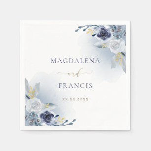 Serviette En Papier mariage rose bleu